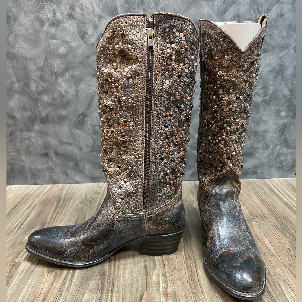 Frye Deborah Studded Tall Cowboy Boots